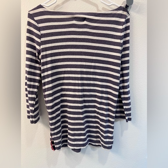 Striped Three Quarter Sleeve Off The Shoulder Tee - Picture 8 of 8